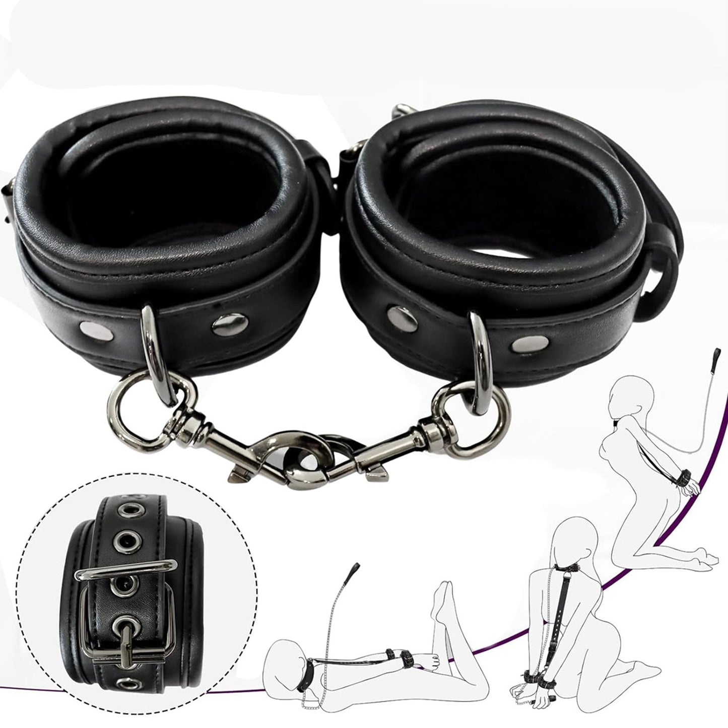 MAPARON SM拘束具 SMセット 後手拘束 拘束具 手枷 手錠 首輪 調節可能 コスプレー - TaRiss's