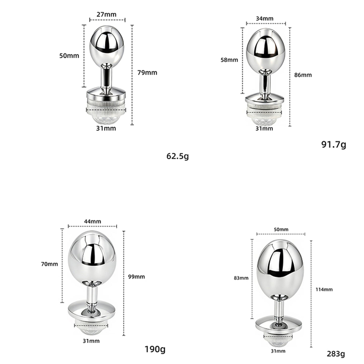 MAPARON アナルプラグ メタル LEDライト搭載 四つのサイズ