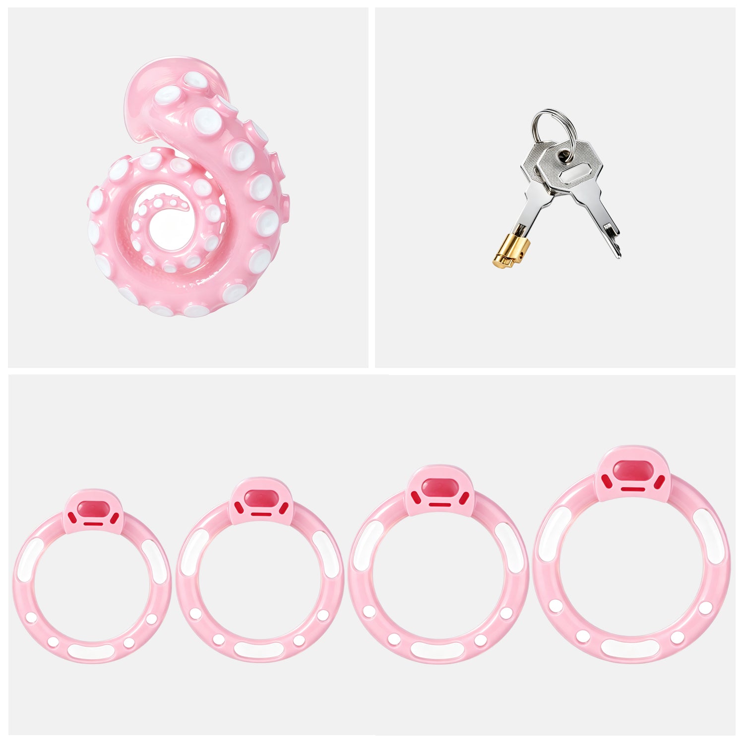 MinYn 触手形 貞操具 樹脂製品 鍵付き 男性用 SM 外出用可 ピンク色 MinYn