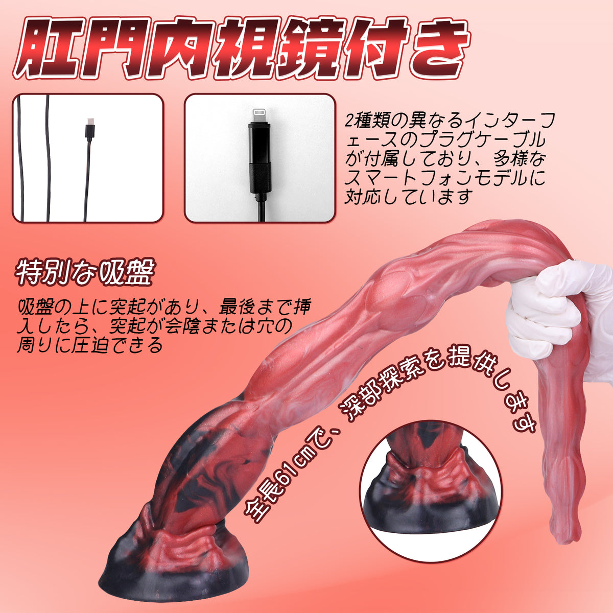 TaRiss's アナルビーズ 肛門内視鏡 凹凸あり 吸盤付き 液体シリコン TaRiss's