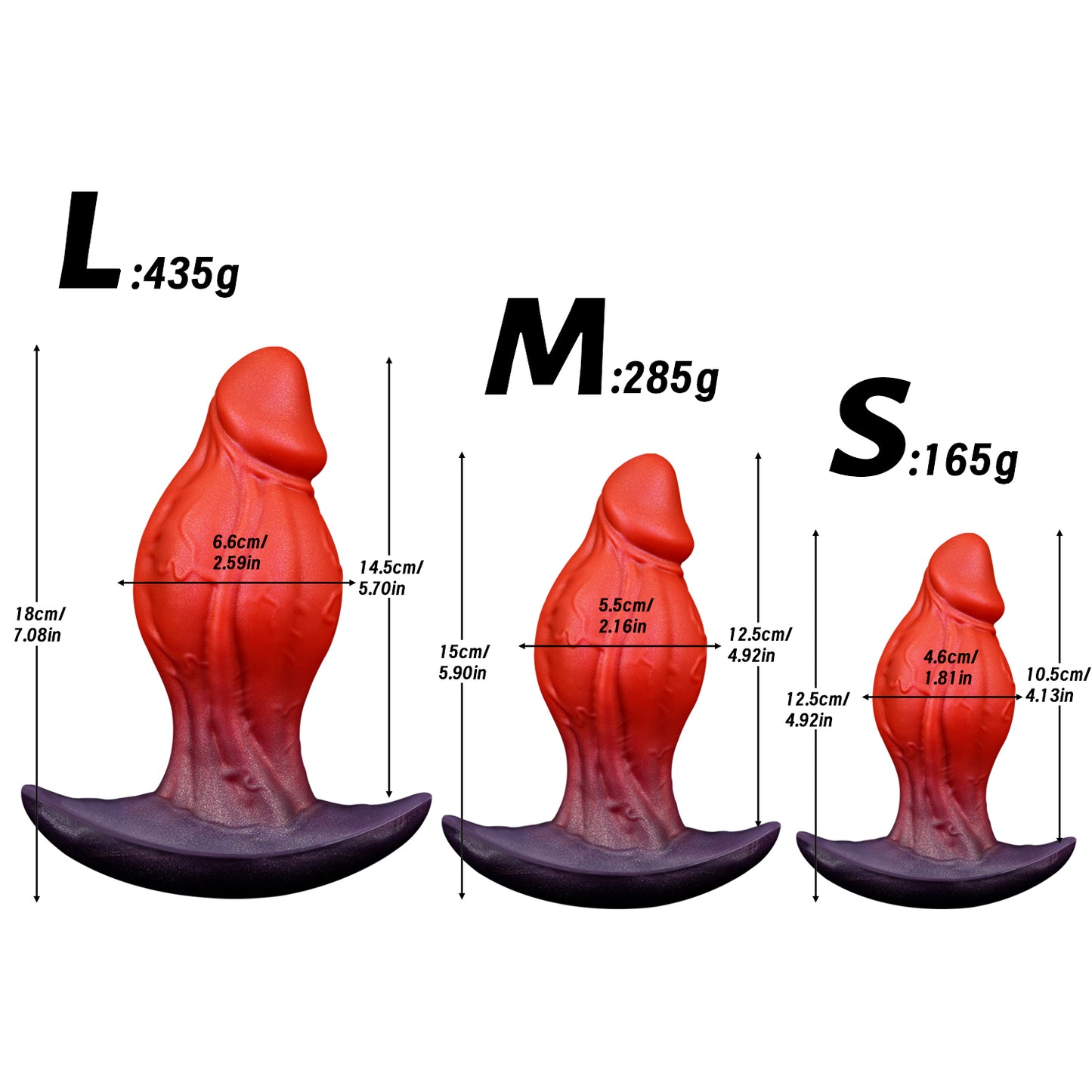 NIGHTLOOM アナルプラグ 凹凸あり アンカー形台座 液体シリコン 混色仕様 全三サイズ