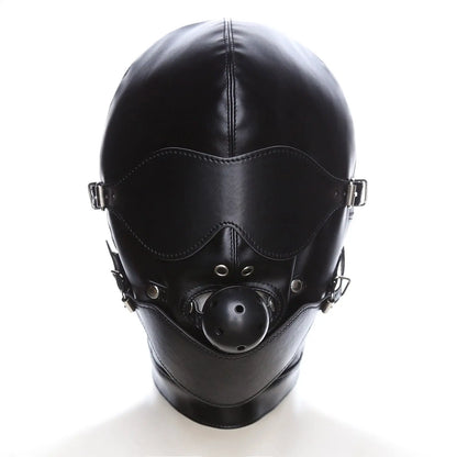 MAPARON 全頭マスク SM 拘束具 SMプレイ 口枷ボール付き 目隱し 目と口開ける コスプレ PU - TaRiss's