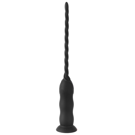 TaRiss's 尿道バイブ 尿道プラグ 10段階振動モード ネジ山形 USB充電 吸盤付き シリコン ブラック