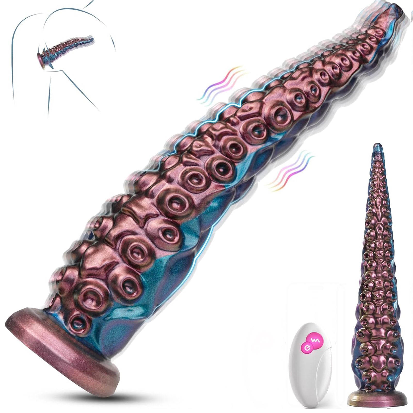 MAPARON アナルバイブ 触手 超長い リモコン付き 10段階振動モード 混色仕様 吸盤付き - TaRiss's