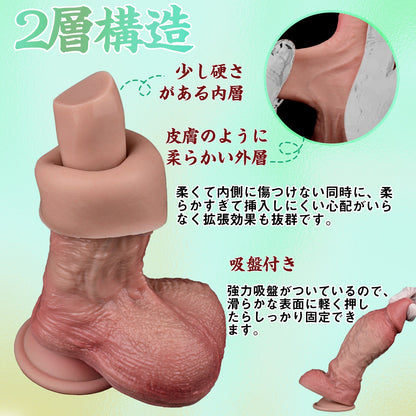 MAPARON ウィリアム ディルド アナルプラグ 凹凸あり 吸盤仕様 液体シリコン 2層構造 6.7x22cm - TaRiss's