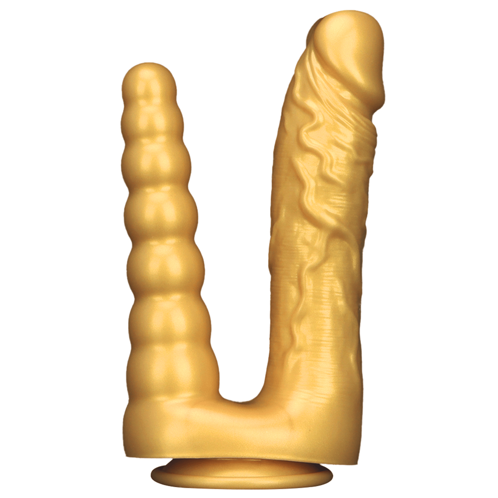 MAPARON 両頭アナルプラグ 両頭プラグ アナルプラグ 凹凸あり 吸盤仕様 液体シリコン ゴールド色 - TaRiss's