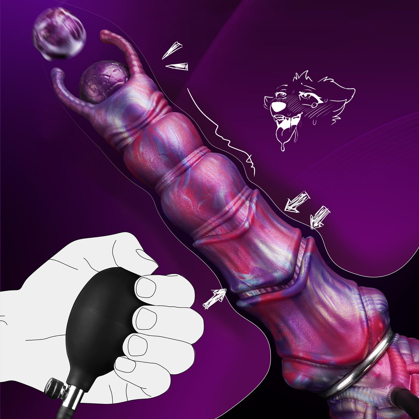 MAPARON サンラン器 アナル玉4点 インフレート式 アナルプラグ 混色仕様 パープル - TaRiss's