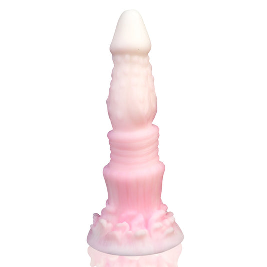 MAPARON アナルプラグ 凹凸あり 吸盤付き 夜光可能 液体シリコン ピンク 6cmx22cm - TaRiss's