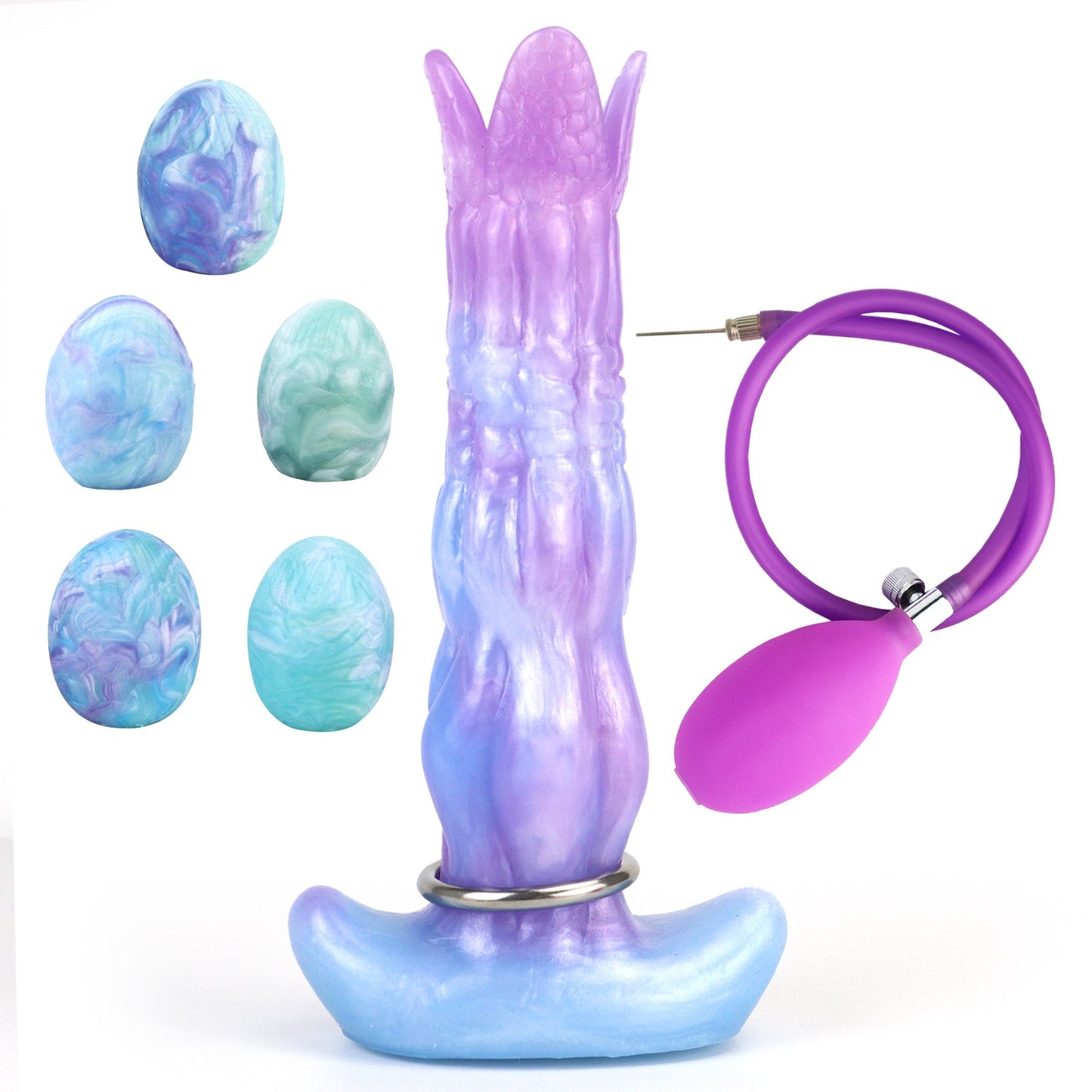 MAPARON 8点セット サンラン器 アナル玉5点 インフレート式 アナルプラグ 凹凸あり 台座付き 液体シリコン - TaRiss's