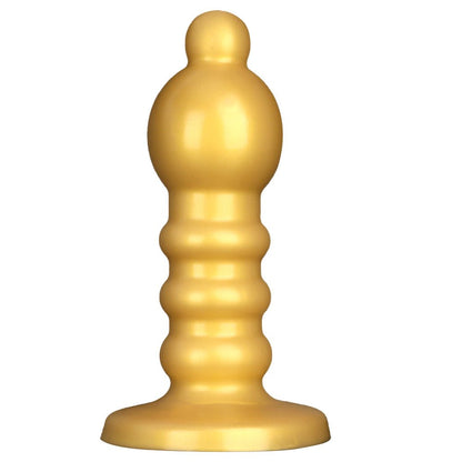 MAPARON アナルプラグ 吸盤付き 液体シリコン ゴールド 凹凸あり ミディアム硬度 - TaRiss's