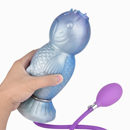 MAPARON 9点セット 魚の形 サンラン器 アナル玉5点 インフレート式 アナルプラグ 凹凸あり 台座付き 液体シリコン - TaRiss's