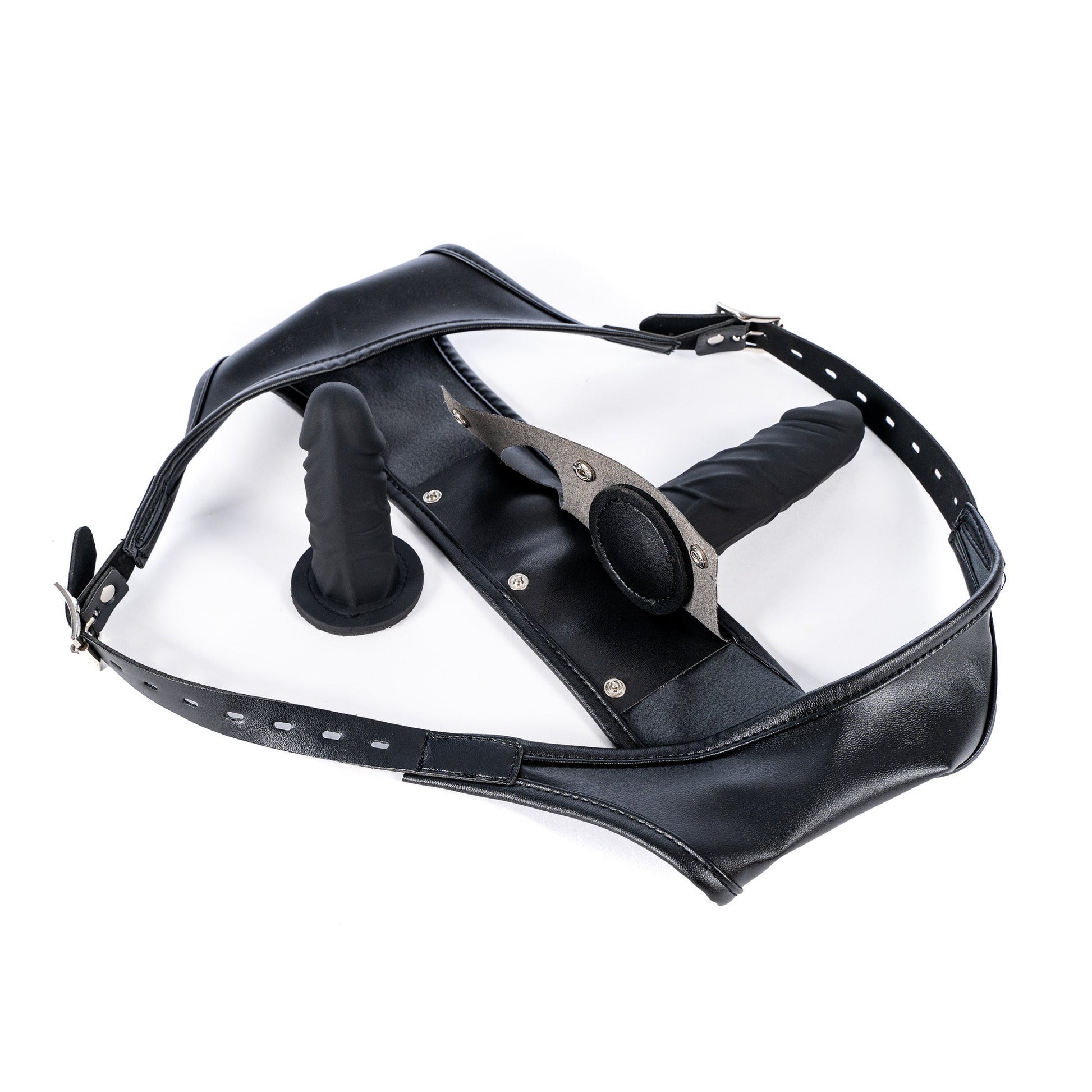 MAPARON ペニスバンド 両点責め 外出用 アナルプラグ固定用バンド 調教 調節可能 ブラック PU シリコン - TaRiss's