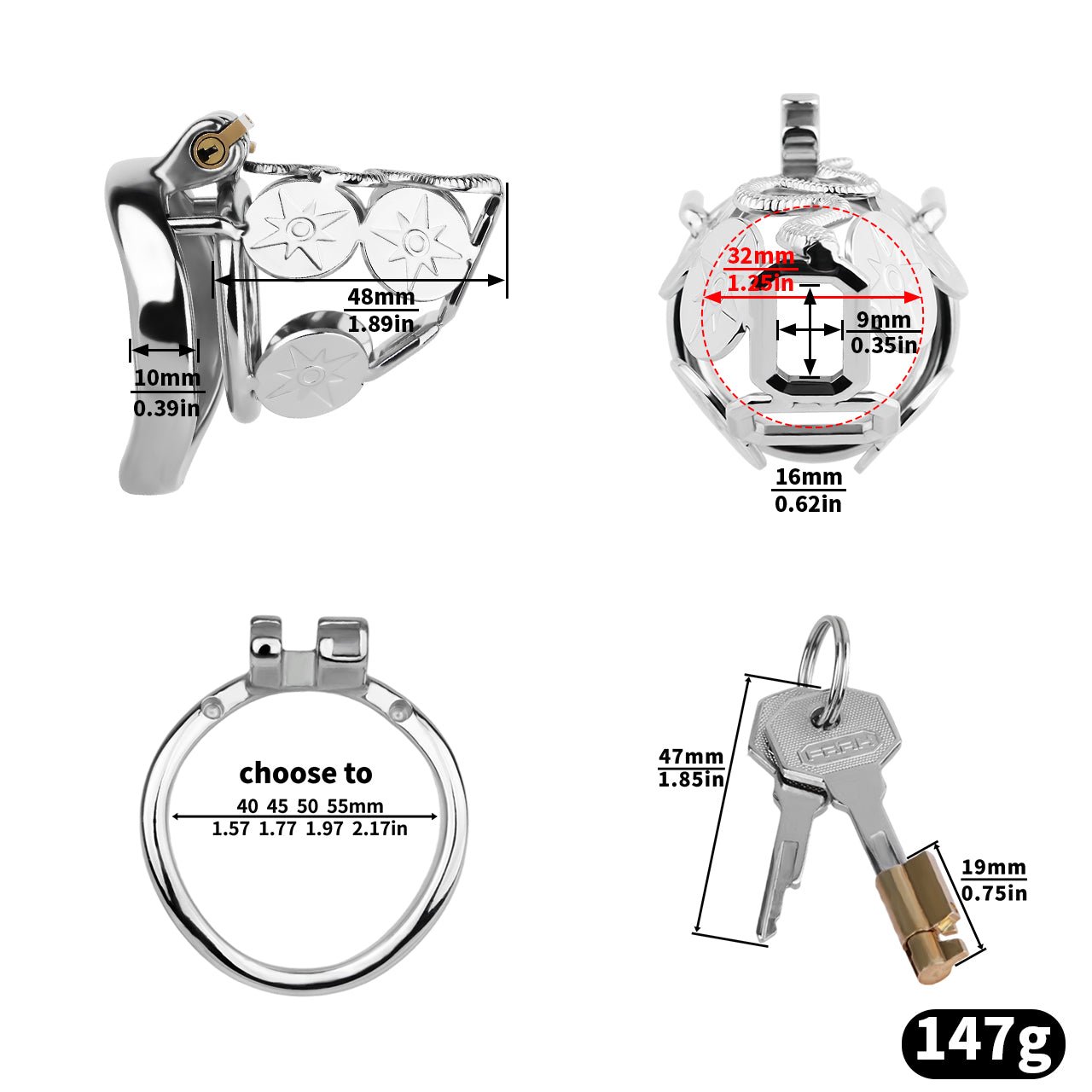 MAPARON コイン 貞操具 貞操帯 ステンレス製 鍵付き 男性用 SM - TaRiss's