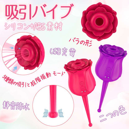 MinYn 女性向け 吸引バイブ 吸引ローター 乳首責め 5種類の吸引と7段階振動モード バラの形 - TaRiss's