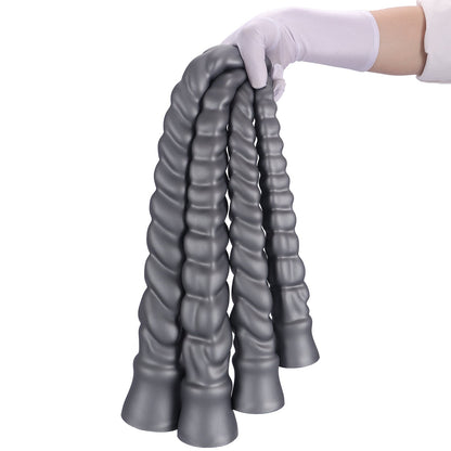 MinYn アナルプラグ 凹凸あり 吸盤付き 液体シリコン グレー - TaRiss's