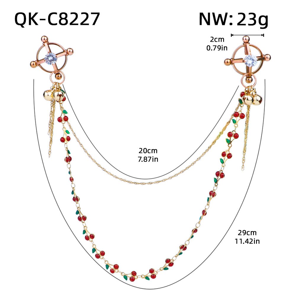 MinYn サクランボ ネジ式 ニップルクリップ ステンレス チェーン連結付き - TaRiss's