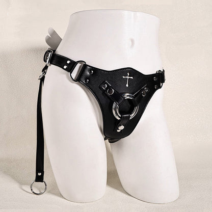 MinYn アナルプラグ固定用パンツ 三つのリング付き PU 女性向け - TaRiss's