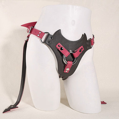 MinYn アナルプラグ固定用パンツ 三つのリング付き PU 女性向け - TaRiss's