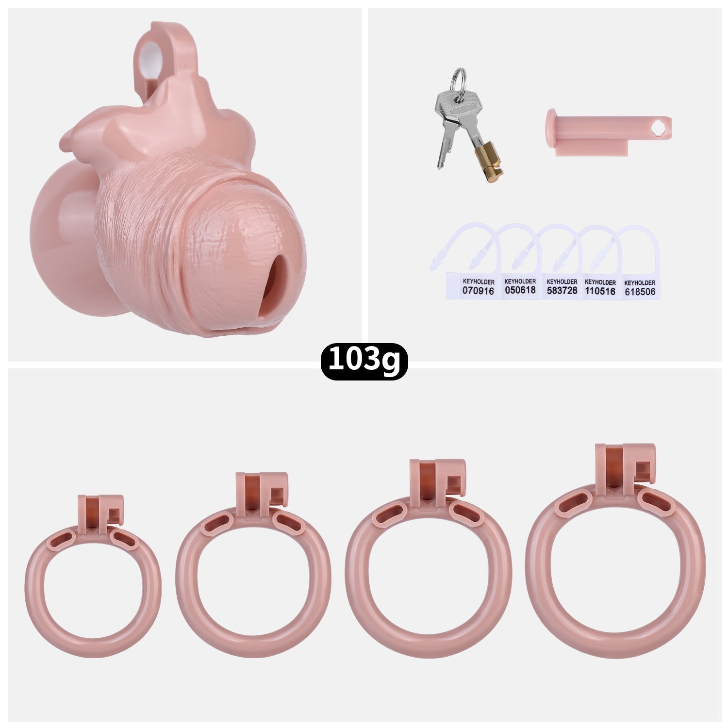 MinYn ペニス形 貞操具 樹脂製品 鍵付き 男性用 SM 外出用可 2色 - TaRiss's