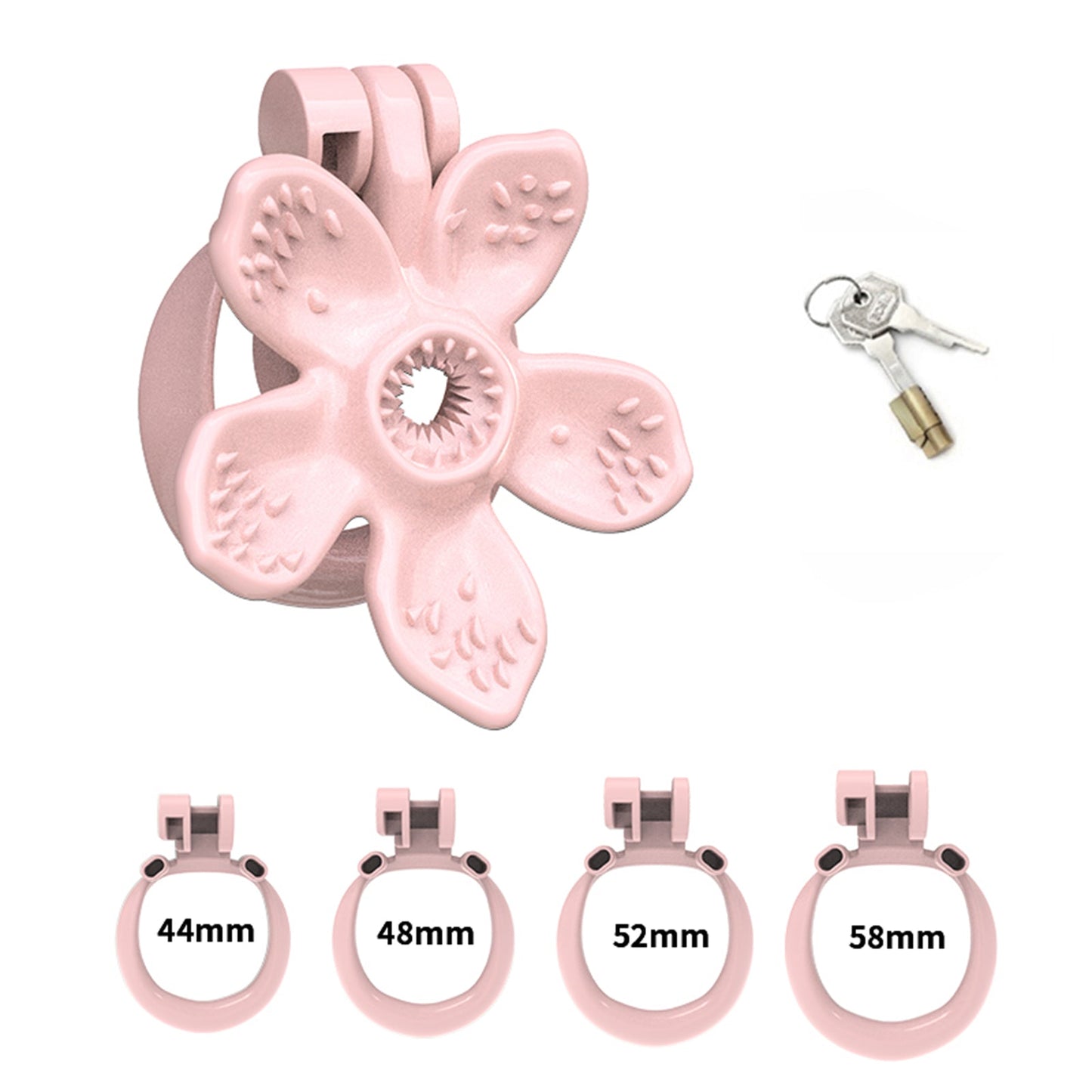 MinYn 花 貞操具 樹脂製品 鍵付き 男性用 SM 外出用可 ピンク色 - TaRiss's
