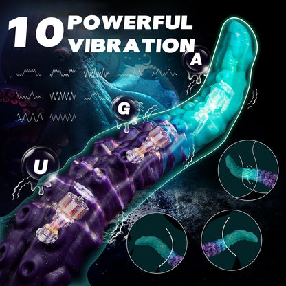 NIGHTLOOM アナルプラグ 凹凸あり 触手 10段階振動モード 吸盤付き 液体シリコン 混色仕様 - TaRiss's