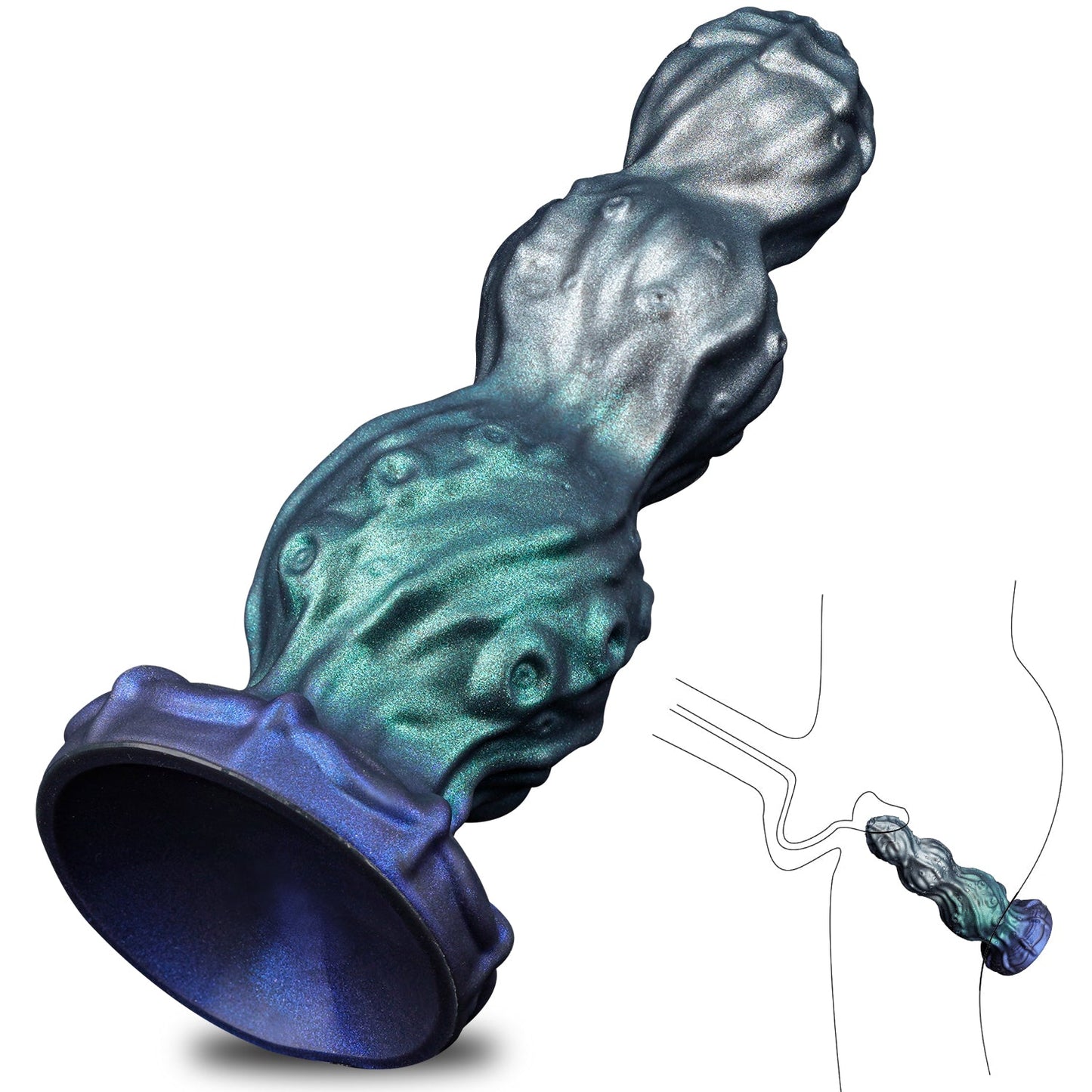 NIGHTLOOM アナルプラグ 凹凸あり 触手 3ビーズ 吸盤付き 混色仕様 - TaRiss's