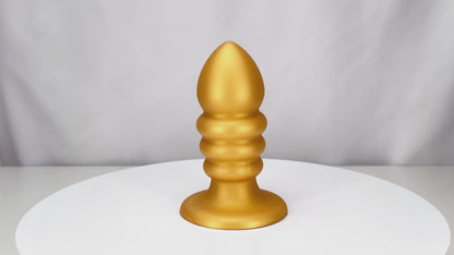 MinYn アナルプラグ 吸盤付き 凹凸あり アナル開発 液体シリコン 三つのサイズ ゴールド色