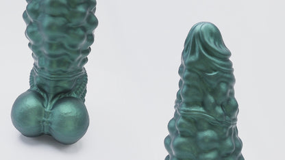 TaRiss's ディルド アナルプラグ 凹凸あり 吸盤付き 液体シリコン グリーン 「蒼龍」