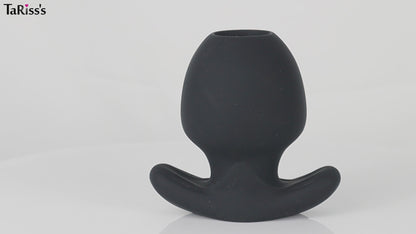 TaRiss's 中空式アナルプラグ 浣腸用可 蓋付き 10段階振動モード アンカー形台座 多種用途 クリア
