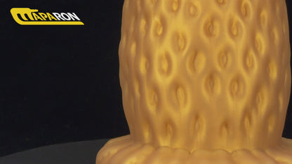 MAPARON ストロベリー アナルプラグ 凹凸あり 吸盤付き 液体シリコン ゴールド