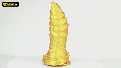 MAPARON わかたけ アナルプラグ アナル開発 親指の形 凹凸あり イボ付き 吸盤仕様 液体シリコン ゴールド