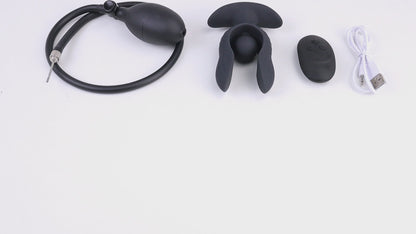 TARISS'S Electric Inflate type Anal plug Anal vibrator vibration 10 -step vibration mode Remote control manual silicone black with a remote control up to 51mm