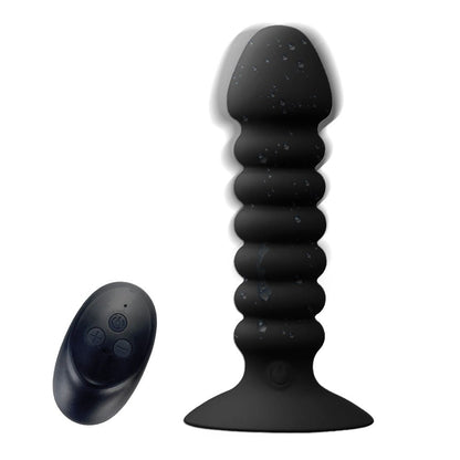 TaRiss'sアナルバイブ アナルプラグ 10段階振動モード ネジ山 リモコン付き 10m遠隔操作 吸盤付き USB充電 シリコン ブラック 28mmx113mm - TaRiss's