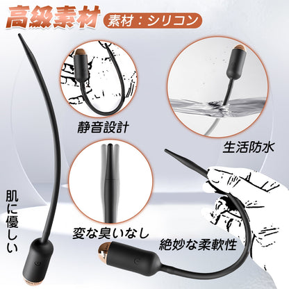 TaRiss's 尿道バイブ 尿道プラグ 10段階振動モード 加温可能 静音防水 多種用途 シリコン ブラック - TaRiss's