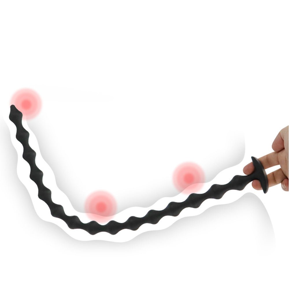 TaRiss'sアナルビーズ アナルプラグ 15ビーズ ひし形 アンカー形台座 シリコン ブラック - TaRiss's