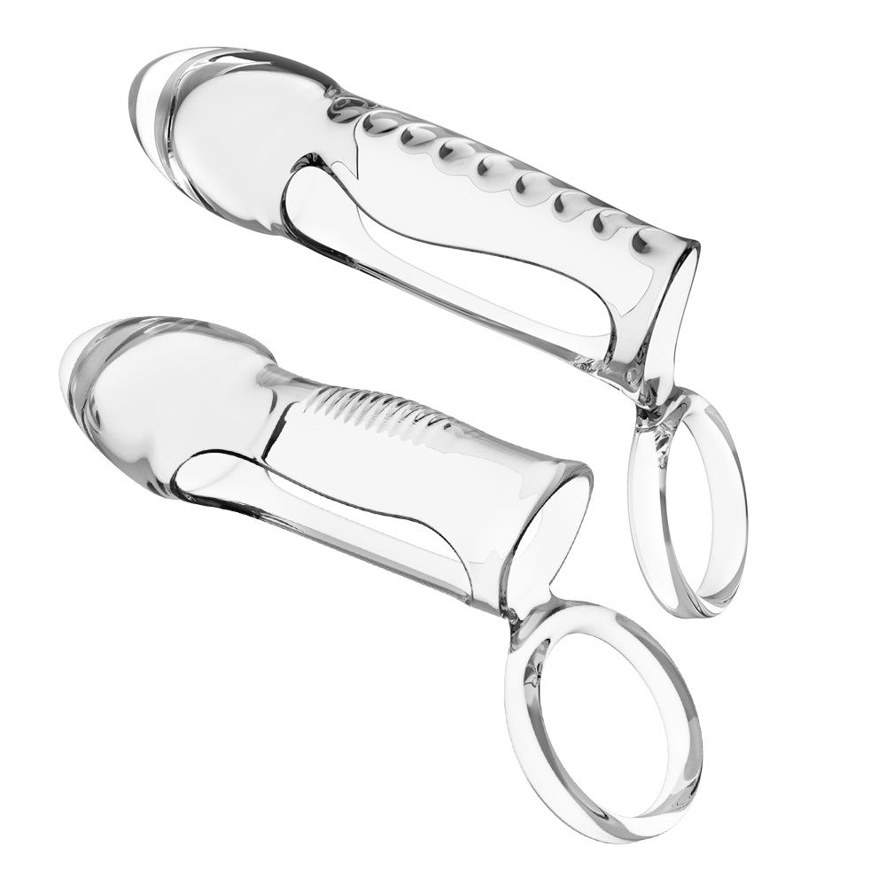 TaRiss's 2点セット ペニスサック 陰茎袖 ペニスリング コックリング 凹凸付き リング付き 多種用途 男性用 TPE クリア - TaRiss's