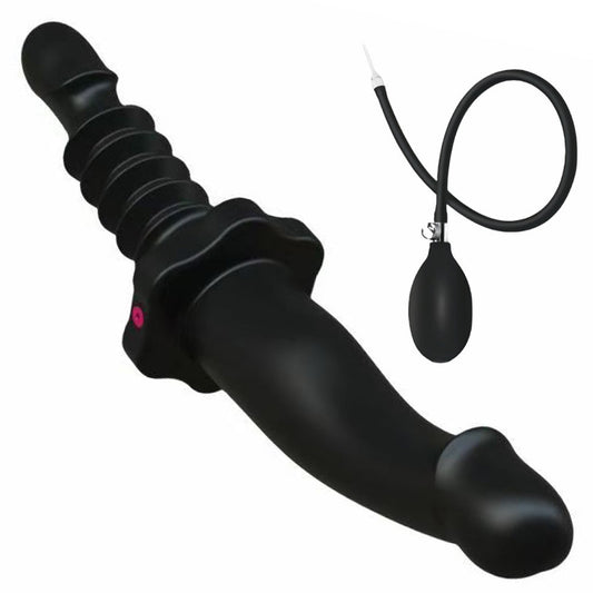 TaRiss's ダブルインフレート式ディルド アナル拡張 凹凸あり 空気注入式 手動 シリコン ブラック - TaRiss's