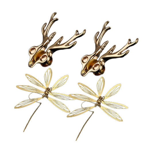 TaRiss's 4点セット 鹿の角ニップルクリップ ニップルプレス イヤリング付き 調整可能 乳首責め 多種用途 ステンレス ゴールド - TaRiss's