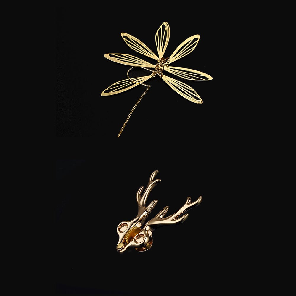 TaRiss's 4点セット 鹿の角ニップルクリップ ニップルプレス イヤリング付き 調整可能 乳首責め 多種用途 ステンレス ゴールド - TaRiss's