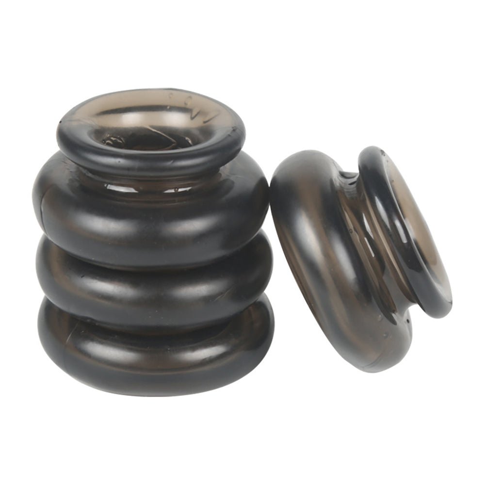 TaRiss's ４点セット ペニスリング コックリング 包皮リング 組み立てて使用可 花瓶形 多種用途 男性用 TPE ブラック - TaRiss's