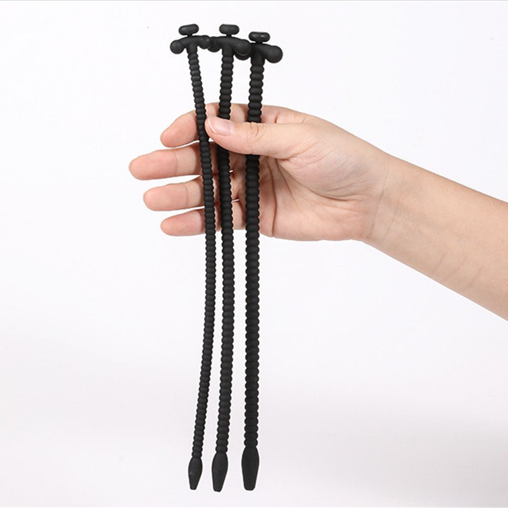 TaRiss's 尿道ブジー 尿道プラグ 貫通式 蓋付き ネジ山形 尿道責め 尿道拡張 シリコン製 - TaRiss's