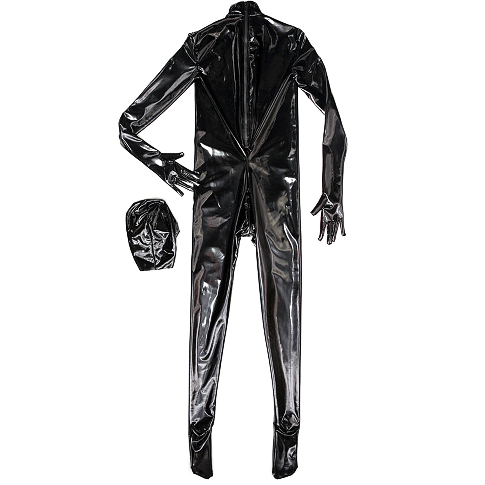TaRiss's 長袖 キャットスーツ 全身覆うタイプ 取り外し可能 ボディタイツ ジッパー ボディスーツ 男性用 合成ラテックス - TaRiss's