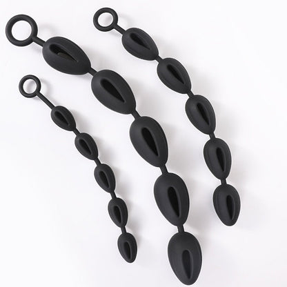 TaRiss's アナルビーズ アナルプラグ アナル開発 5ビーズ 水滴形 リング付き 中空式 多種用途 シリコン - TaRiss's