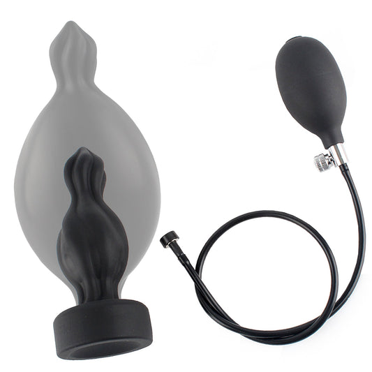 TaRiss's インフレート式アナルプラグ アナル拡張 凹凸あり 空気注入式 手動 吸盤付き シリコン ブラック - TaRiss's