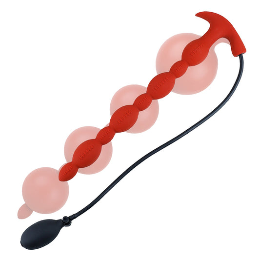 TaRiss's ラグビー インフレート式アナルビーズ アナル拡張 8ビーズ 2層構造 空気注入式 手動 特別な台座 シリコン ブラック - TaRiss's