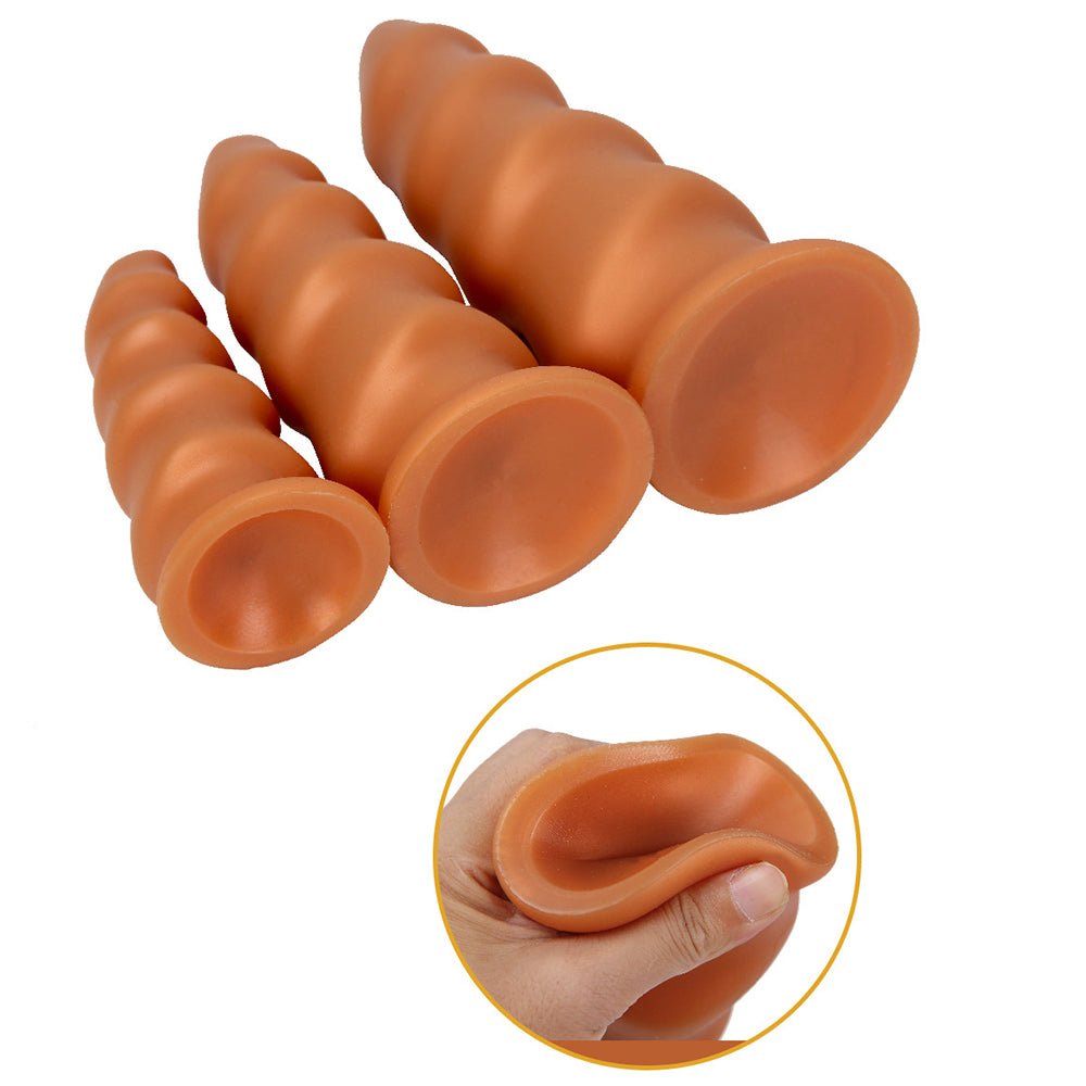 TaRiss's たけのこ アナルプラグ アナル開発 Gスポット刺激 吸盤付き 凹凸あり シリコン ローズゴールド - TaRiss's