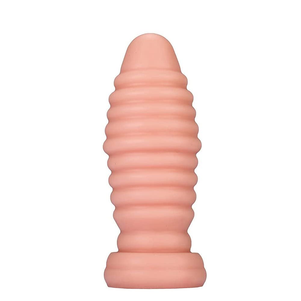 MAPARON ハニーディッパー アナルプラグ 肛門栓 アナル開発 Gスポット刺激 ネジ山形 アナル拡張 超太い 突起あり 凹凸あり 吸盤付き PVC ベージュ 8.0cm×20cm - TaRiss's
