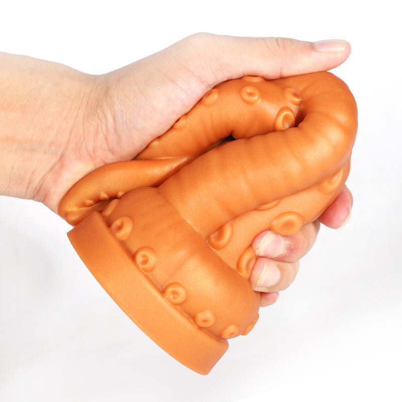 TaRiss's クラーケン アナルプラグ 吸盤付き 触手形 突起あり シリコン ゴールド 5.3cmx22.5cm - TaRiss's