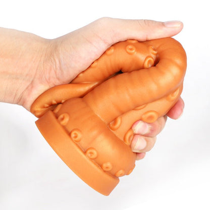 TaRiss's クラーケン アナルプラグ 吸盤付き 触手形 突起あり シリコン ゴールド 5.3cmx22.5cm - TaRiss's